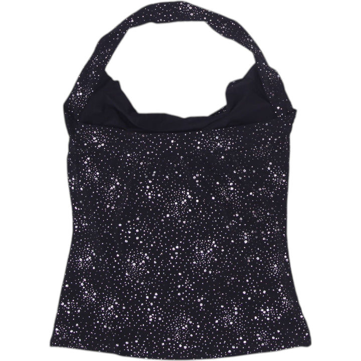 Y2K Ladies Glitter Party Wear Halter Top Size XS | Migration_Y2K Tops - Side View | Fashion Rerun