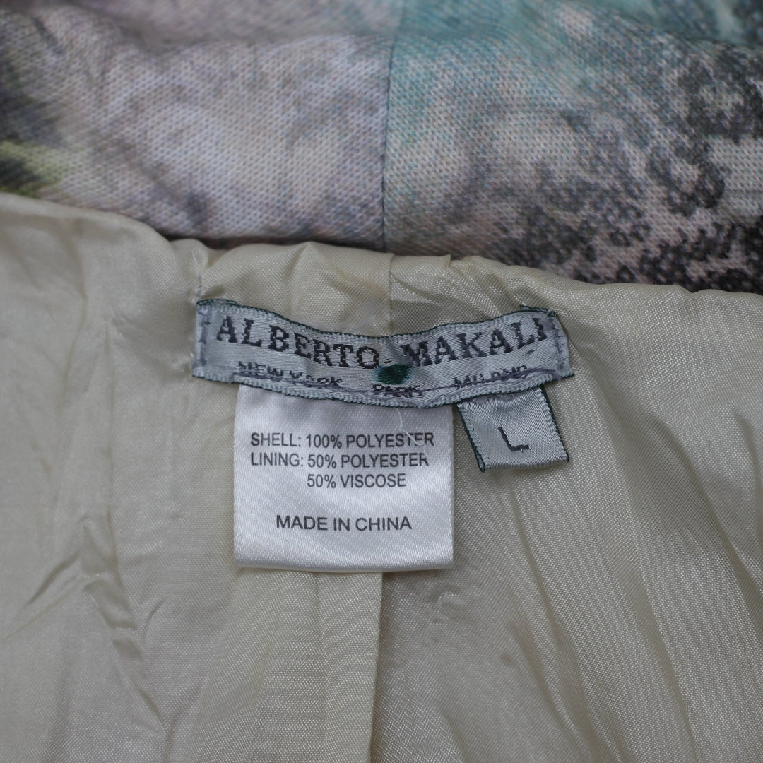 Y2K Ladies Alberto Makali Lace Trim Graphic Print Blazer Jacket Size L