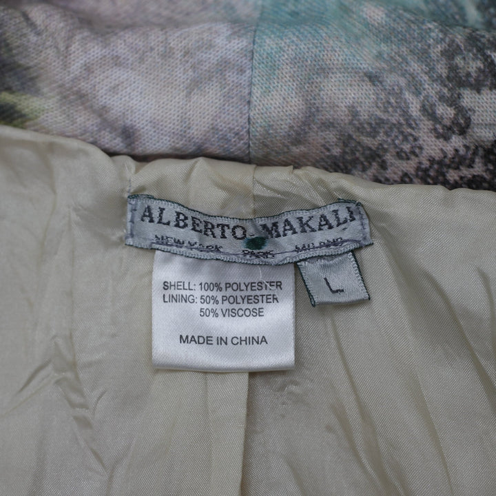 Y2K Ladies Alberto Makali Lace Trim Graphic Print Blazer Jacket Size L