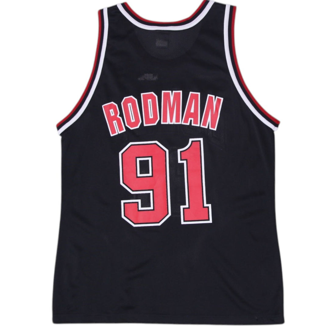 Vintage Champion Dennis Rodman #91 Chicago Bulls Black Jersey 44 | Migration_Jerseys - Side View | Fashion Rerun