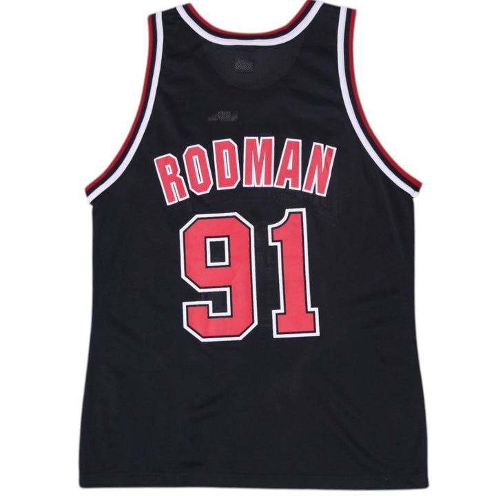 Vintage Champion Dennis Rodman #91 Chicago Bulls Black Jersey 44 | Migration_Jerseys - Side View | Fashion Rerun