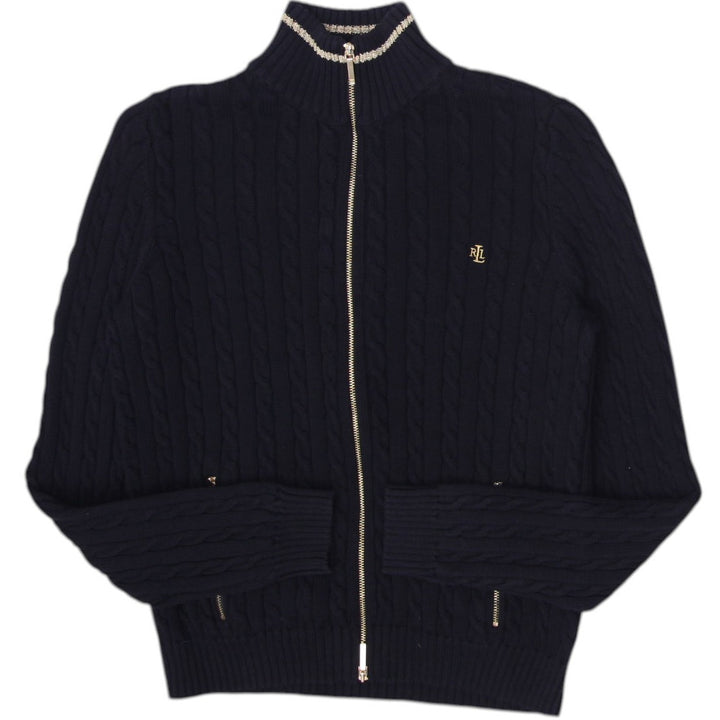 Ladies Lauren Ralph Lauren Navy Cable Knit Full Zip Cardigan Size M | Migration_Knitwear & Sweaters | Fashion Rerun