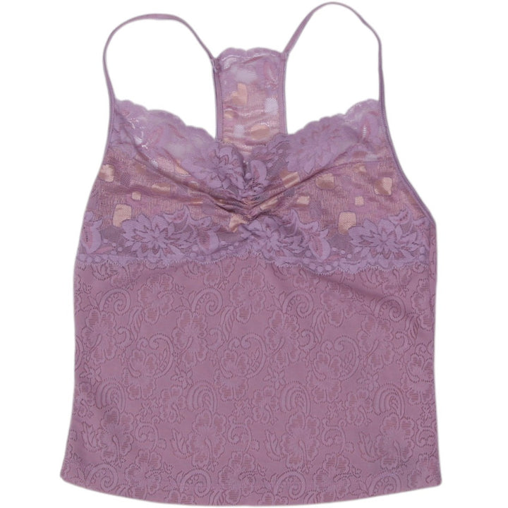 Y2K Ladies Rampage Mauve Purple Stretch Lace Racerback Cami Top Size M