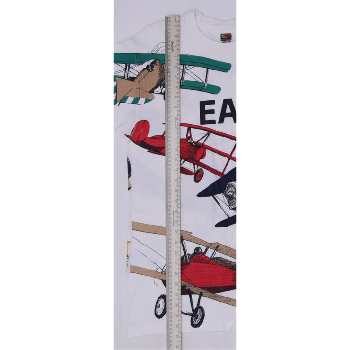 Vintage 90s EAA (Experimental Aircraft Association) All-Over Print Biplane Made In USA Single Stitch T-Shirt Size L