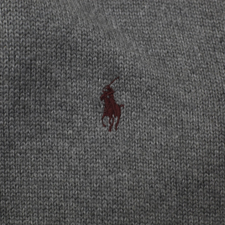 Mens Polo Ralph Lauren Heather Grey Quarter-Zip Cotton Sweater Size S