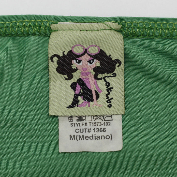Y2K Ladies Akubo Asymmetrical Halter Top Kelly Green Handkerchief Size M