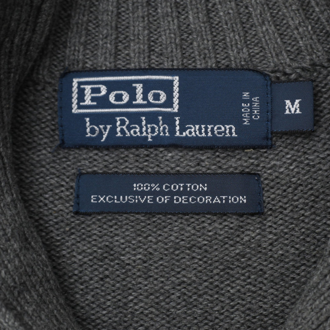 Mens Polo By Ralph Lauren Gray Cotton Button Neck Knitwear Sweater M | Migration_Knitwear & Sweaters - Back V | Fashion Rerun