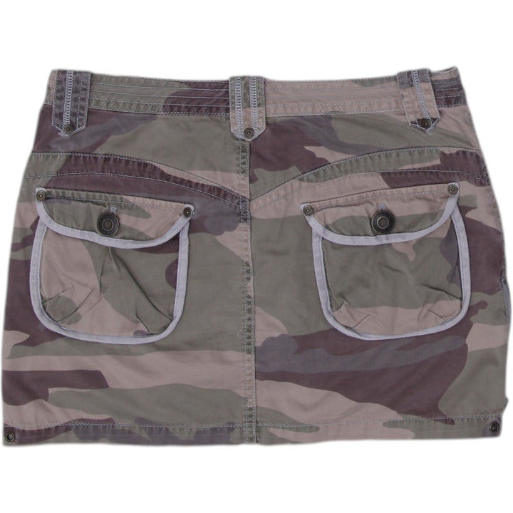 Y2K Ladies Cam Cargo Pockets Mini Skirt Size M | Migration_Skirts - Side View | Fashion Rerun