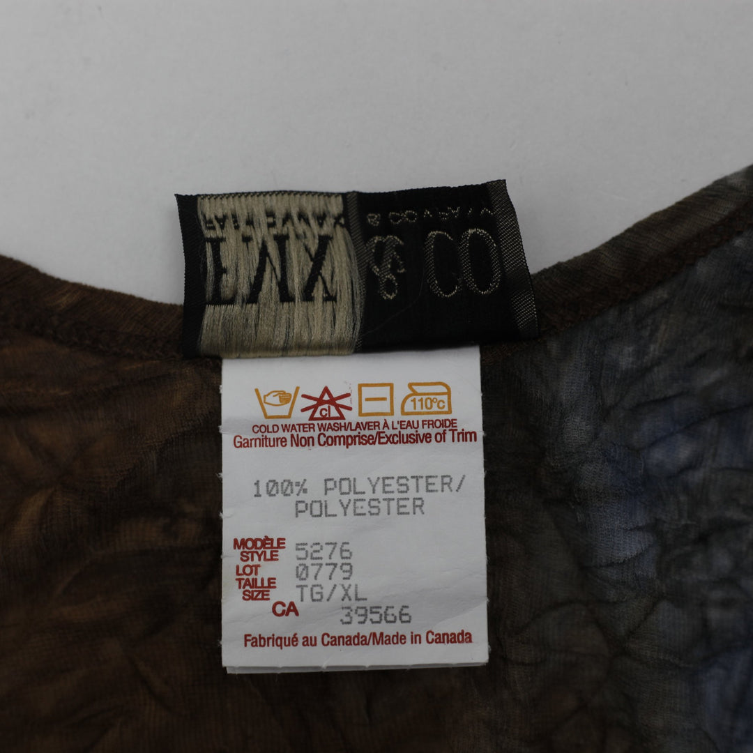 Y2K Ladies FMX & Co Earth Tone Tie Dye Crinkle Tank Top Size XL
