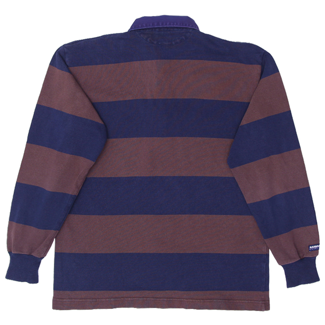 Vintage Barbarian Rugby Wear Stripe Rugby Shirt Size Large - Fashion Rerun Vintage Migration_T-Shirt