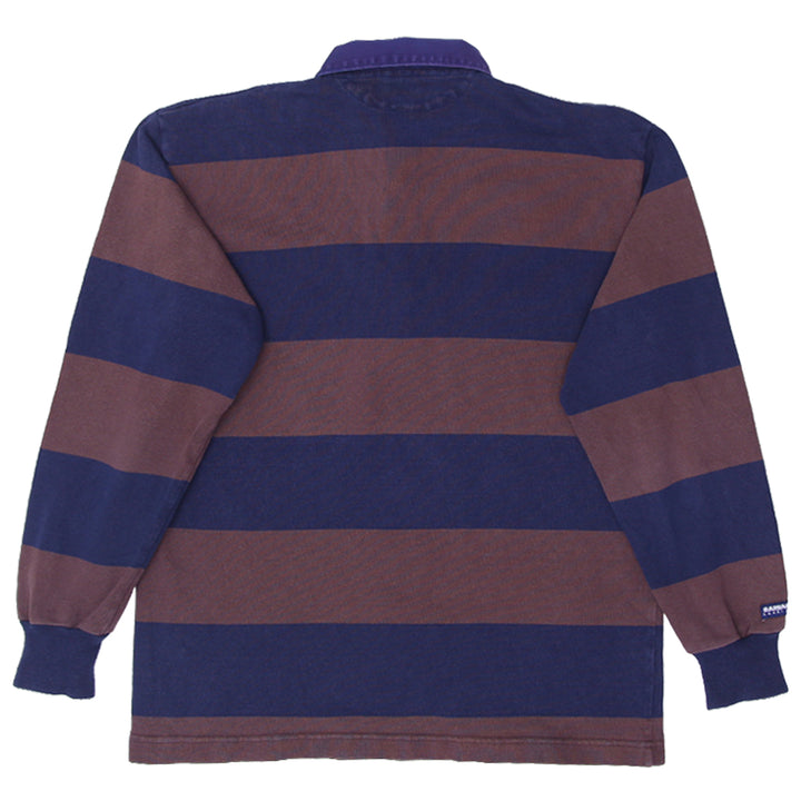 Vintage Barbarian Rugby Wear Stripe Rugby Shirt Size Large - Fashion Rerun Vintage Migration_T-Shirt