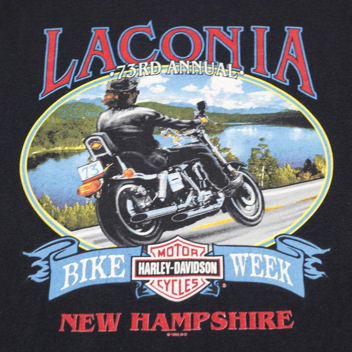 Vintage Harley Davidson Laconia Bike Week Black T-Shirt Made In USA Size XL