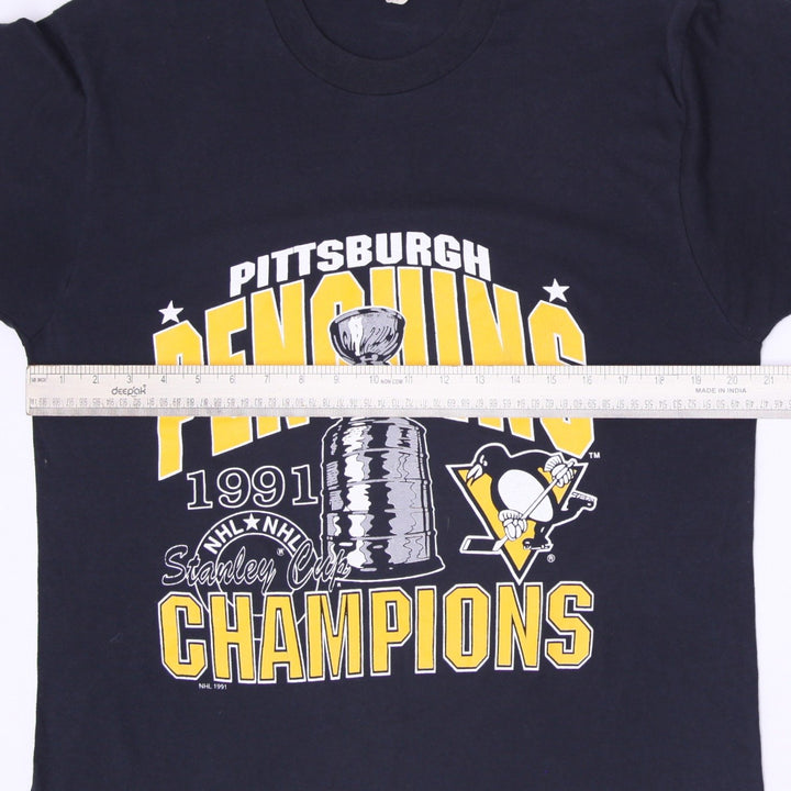 Vintage 1991 Pittsburgh Penguins Stanley Cup Champions T-Shirt Size L