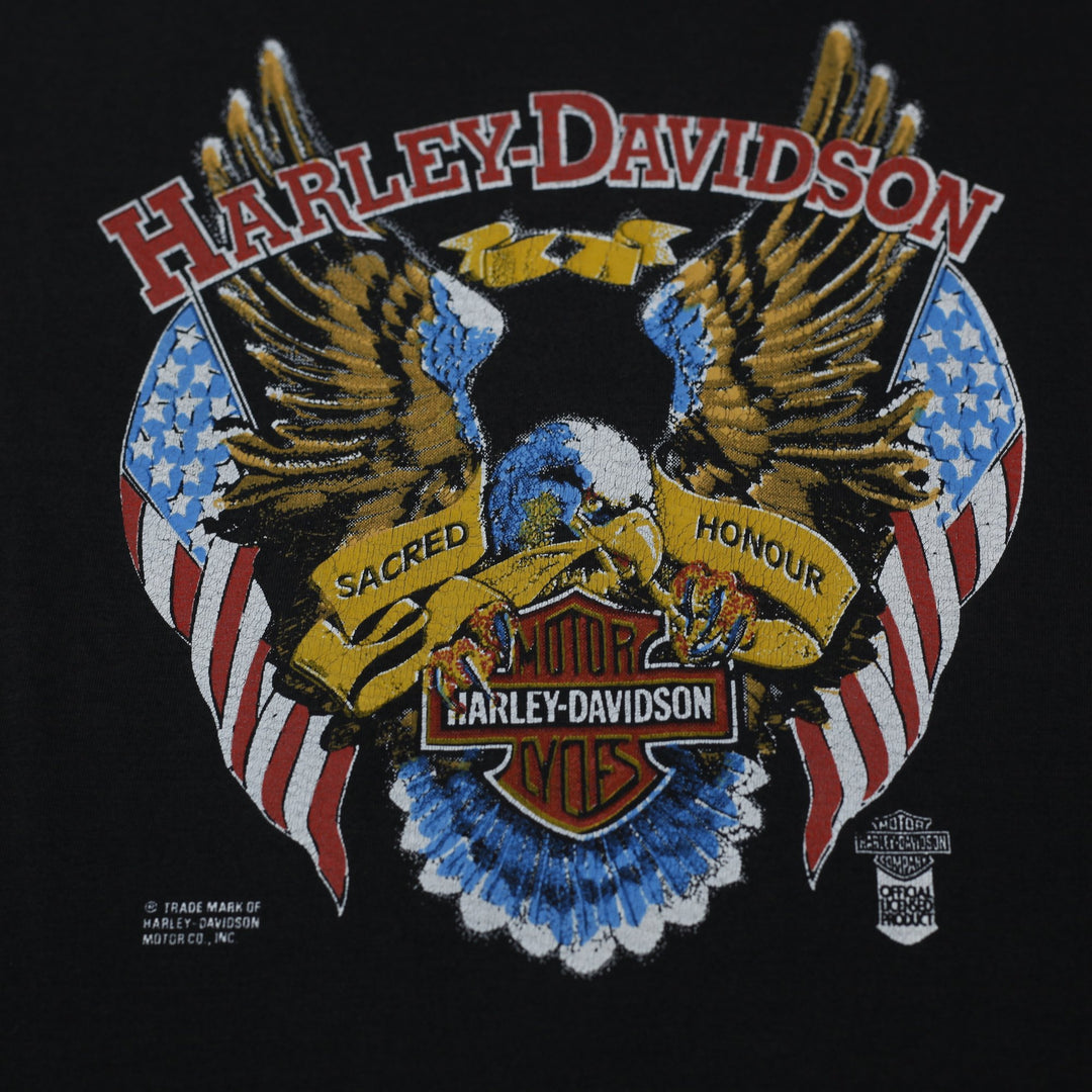 Vintage 1980s Harley-Davidson 3D Emblem Black Single Stitch T-Shirt | Migration_T-Shirts - Alternate View | Fashion Rerun