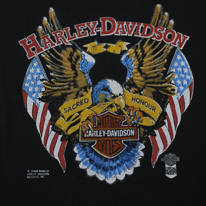 Vintage 1980s Harley-Davidson 3D Emblem Black Single Stitch T-Shirt | Migration_T-Shirts - Alternate View | Fashion Rerun