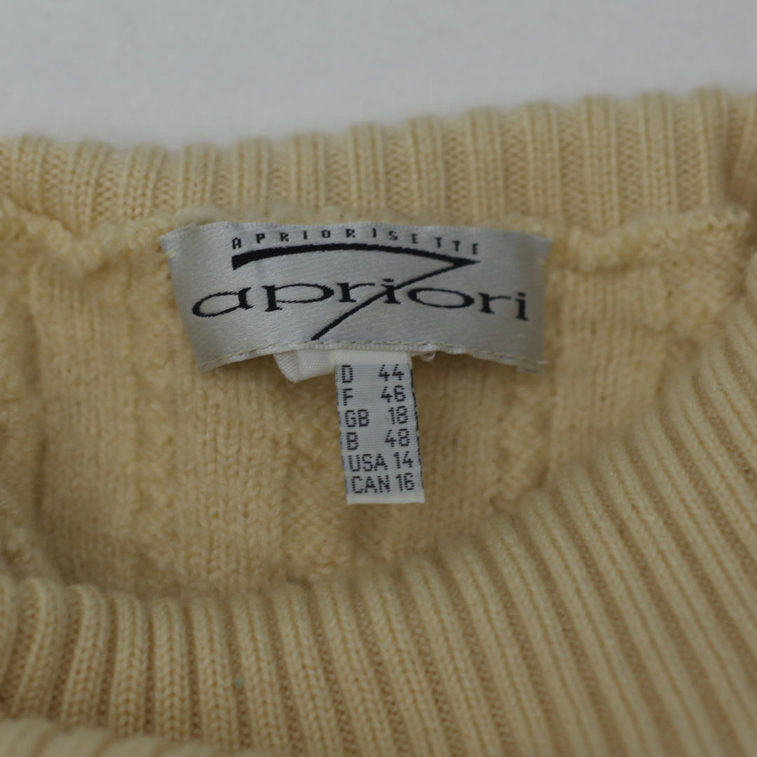 Vintage Apriori Wool Cable Knit Turtle Neck Sweater Yellow ladies - Fashion Rerun Vintage Migration_Sweaters