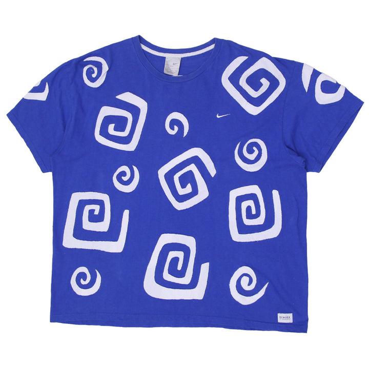 Rework Nike White Abstract Patches Blue Mens T-Shirt - PR279