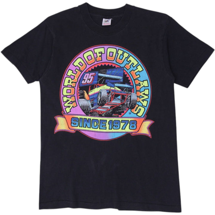 Vintage 1995 World of Outlaws Racing Black T-Shirt Single Stitch M | Migration_T-Shirts | Fashion Rerun