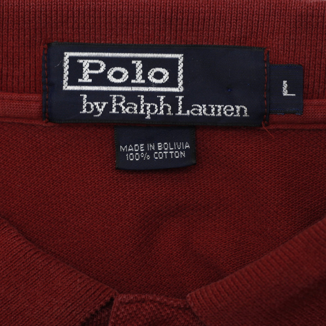 Vintage Polo By Ralph Lauren Men's Long Sleeve Polo T-Shirt Red Size L
