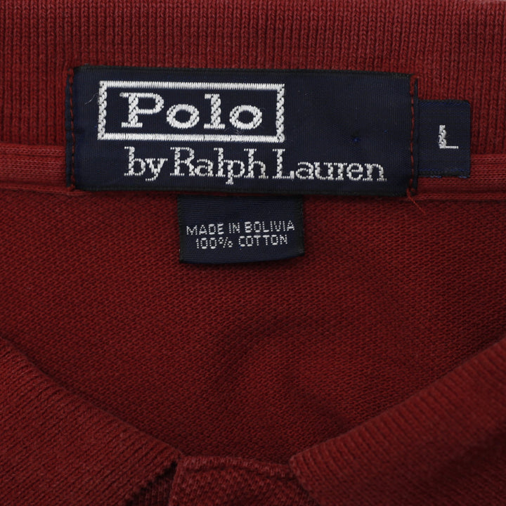 Vintage Polo By Ralph Lauren Men's Long Sleeve Polo T-Shirt Red Size L