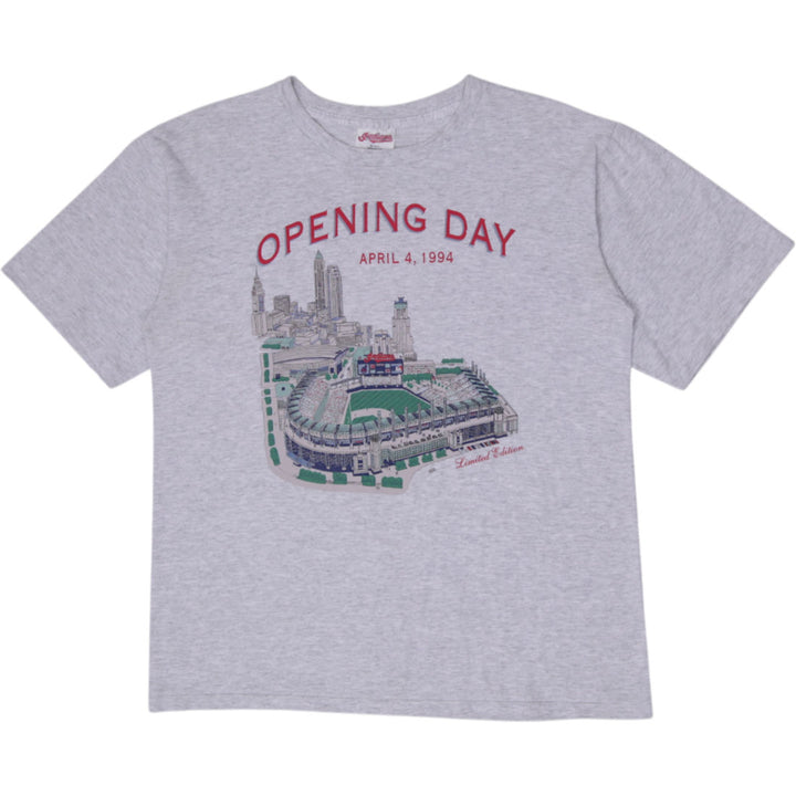 Vintage 90S Cleveland Indians Opening Day T-Shirt Made in USA Single Stitch L