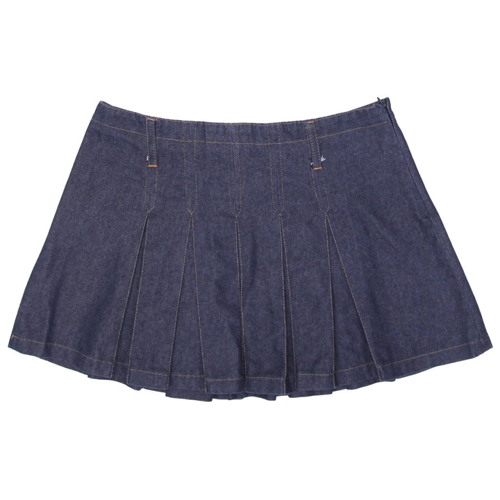 Y2K Ladies Pleated Denim Mini Skirt - Fashion Rerun Vintage Migration_Skirt