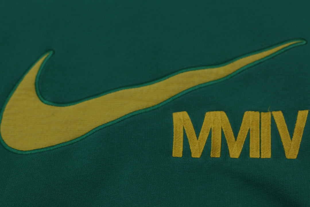 Vintage Nike MMIV Swoosh Embroidered Yellow / Green Pullover Hoodie Size L - Fashion Rerun Vintage Migration_Sweaters