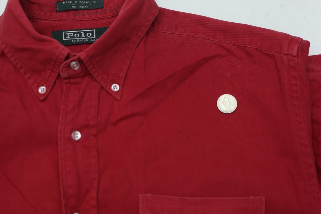 Vintage Polo by Ralph Lauren 100% Cotton Long Sleeve Shirt-Size XL, Red - Fashion Rerun Vintage Migration_Shirt