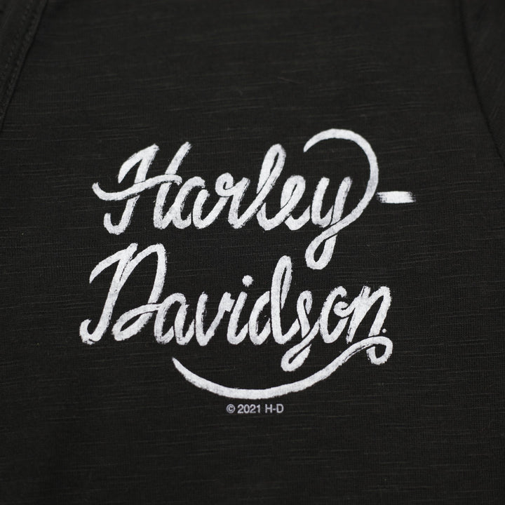 Ladies Harley Davidson Long Sleeve Top Black Graphic Tee