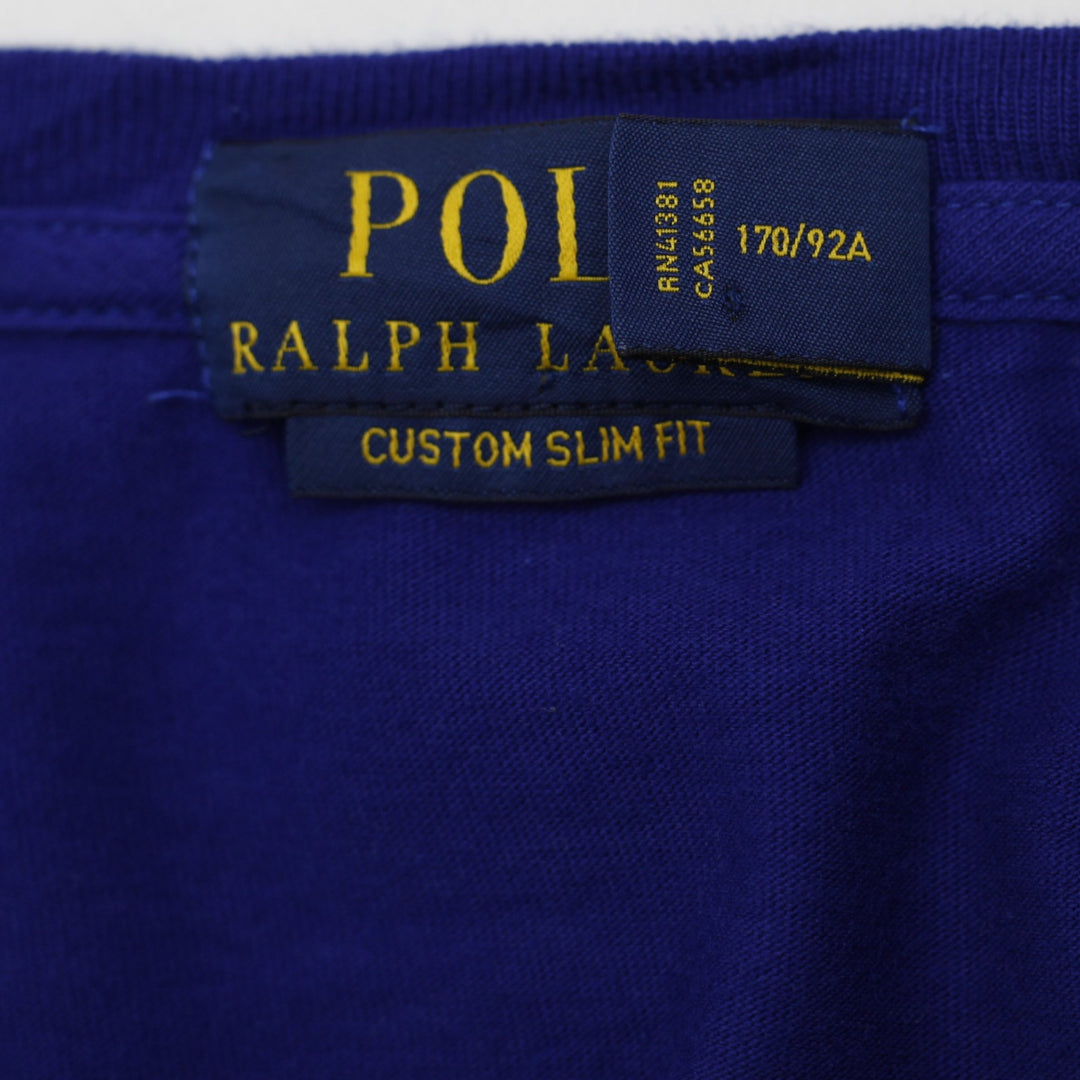 Mens Polo Ralph Lauren Royal Blue Basketball Polo Bear T-Shirt Custom Slim Fit S
