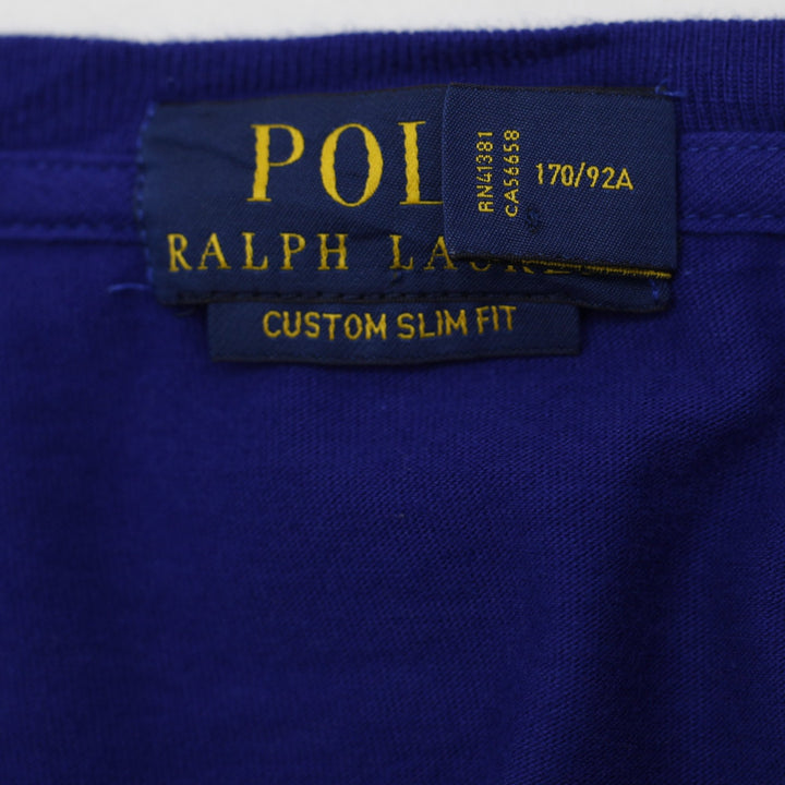 Mens Polo Ralph Lauren Royal Blue Basketball Polo Bear T-Shirt Custom Slim Fit S