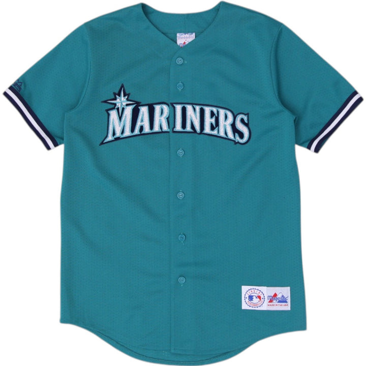 Vintage Youth Boys Majestic Seattle Mariners 1994 Teal Green Baseball Jersey Made In USA XL