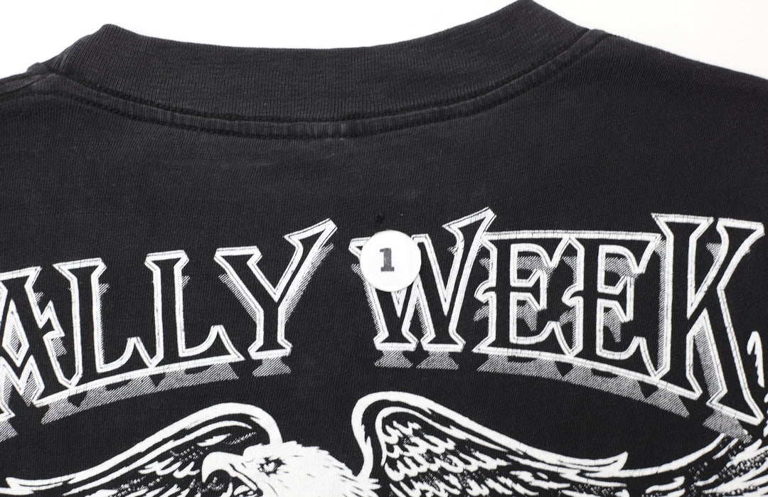 Vintage 1997 Laconia, N.H. 74th Annual Rally Week Biker Black T-Shirt Large