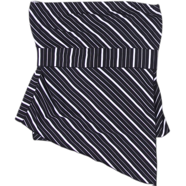 Y2K Ladies Asymmetric Tied Waist Striped Black Top Size M | Migration_Tops | Fashion Rerun