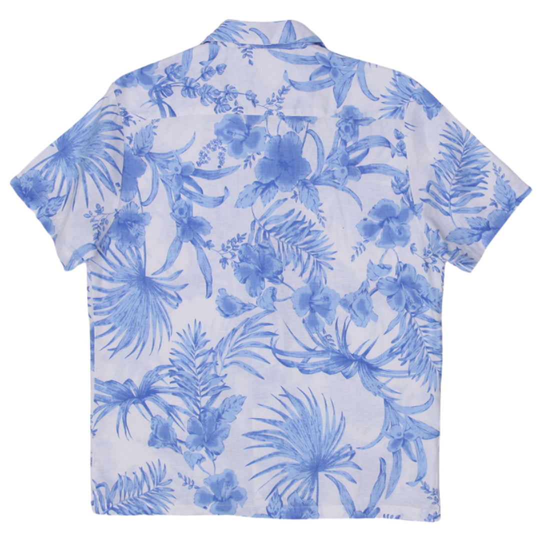 Mens Floral 100% Linen Short Sleeve Shirt