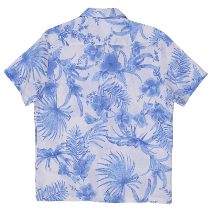 Mens Floral 100% Linen Short Sleeve Shirt