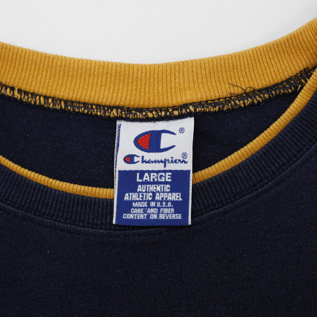 Vintage Champion Embroidered Logo Cotton T-Shirt Size L