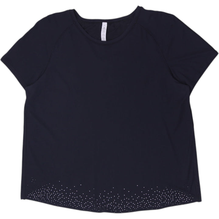 Ladies Lululemon Short-Sleeve Training T-Shirt Laser Cut Perforated Hem Black