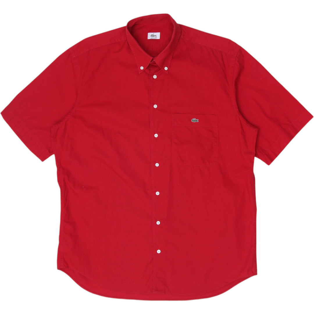 Mens Lacoste Red Short Sleeve Button Shirt Size 4