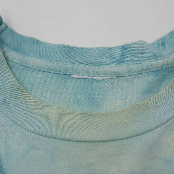 Vintage 90s Liquid Blue Sea Turtle Beach Tie Dye All Over Print Beach Scene T-Shirt Single Stitch