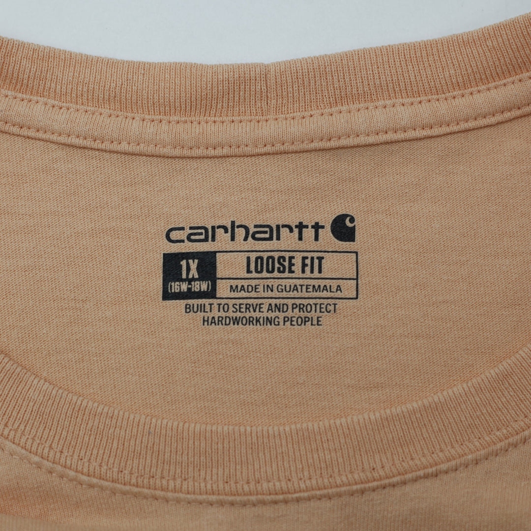 Ladies Carhartt 103067 Q20 Loose Fit Workwear Pocket T-Shirt Peach Size 16W-18W