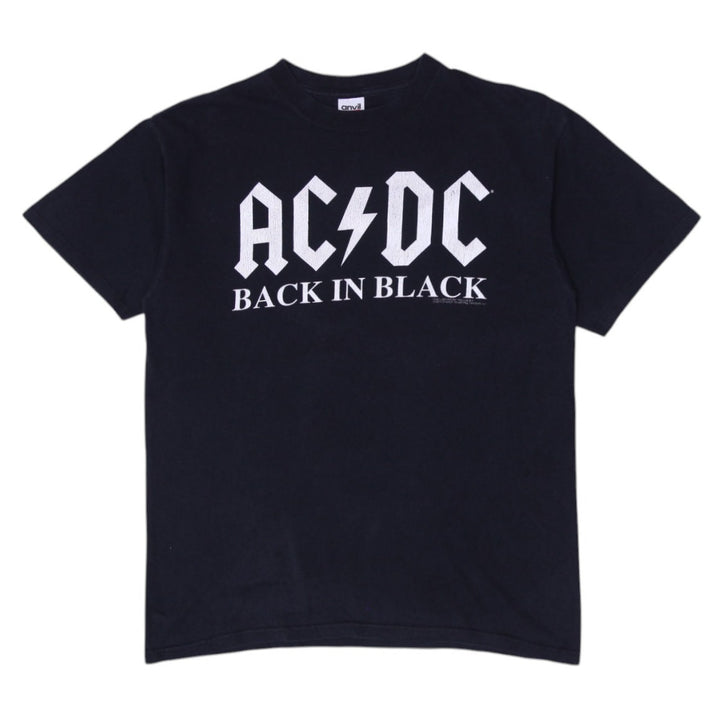 Vintage Mens Anvil AC/DC Back In Black Band T-Shirt