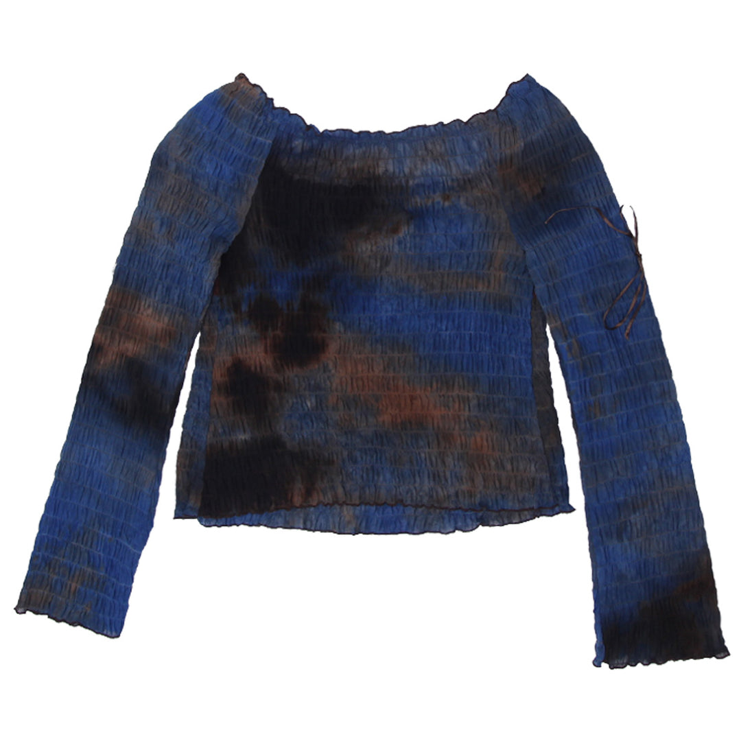 Y2K Ladies Ruched Squared Off Shoulder Top - Fashion Rerun Vintage Migration_Tops