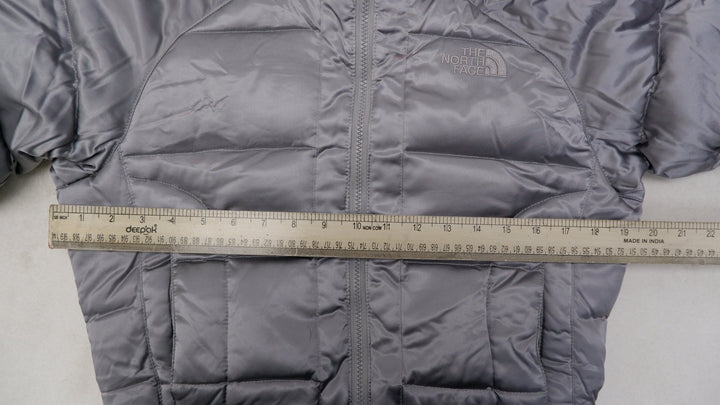 Ladies The North Face Puffer Jacket Silver Insulated Hooded Lightweight