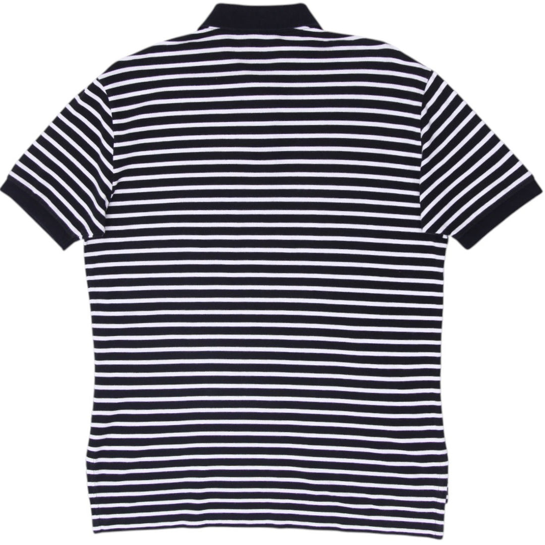 Mens Ralph Lauren Polo T-Shirt Black Striped Cotton Logo Size L