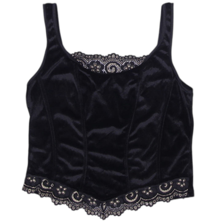 Y2K Ladies Velvet Lace Crop Top Size M | Migration_Y2K Tops | Fashion Rerun