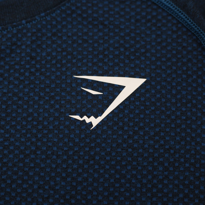Mens Gymshark Long Sleeve Shirt Navy Athletic Top Moisture Wicking