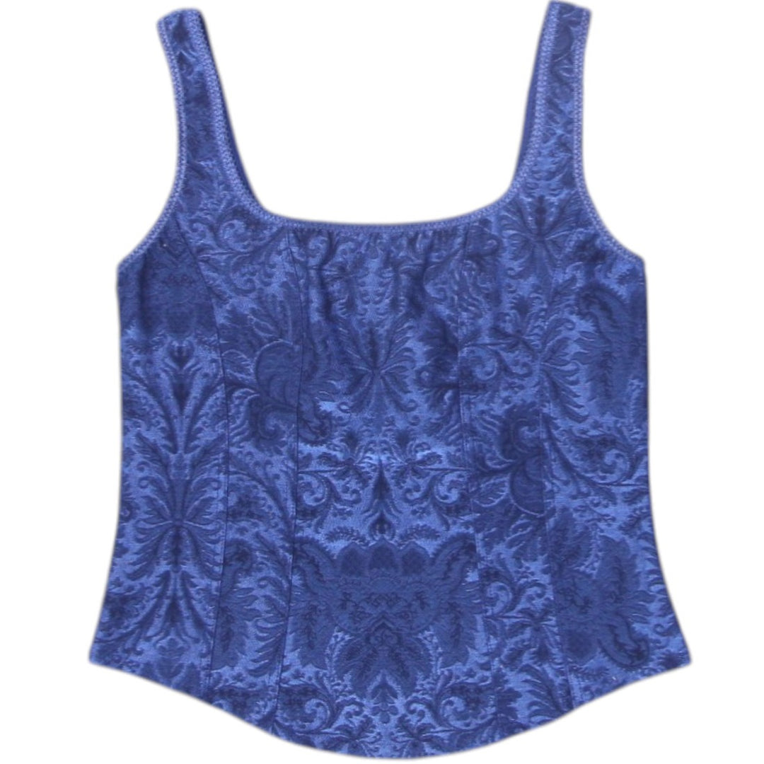 Y2K Ladies Tank Top Blue Velvet Pattern Sleeveless