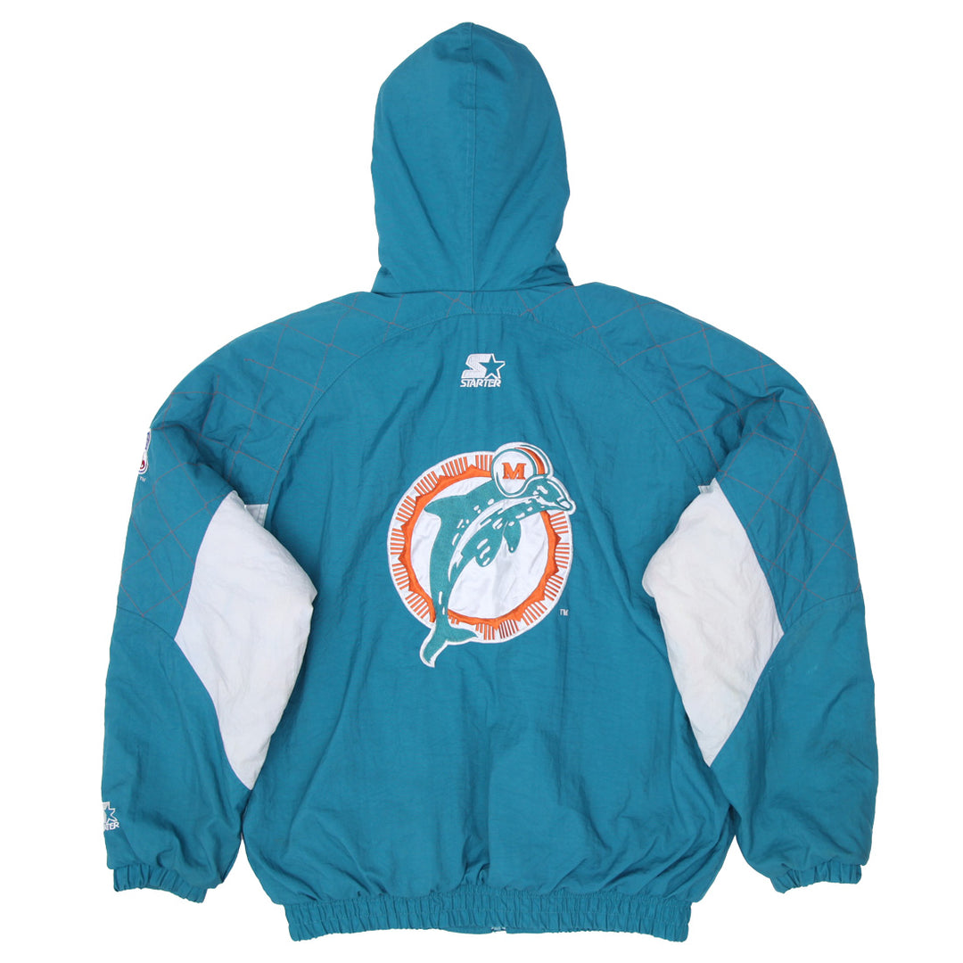 Vintage Starter NFL Pro Line Miami Dolphins Quilted Hooded Jacket M - Fashion Rerun Vintage Migration_Jacket