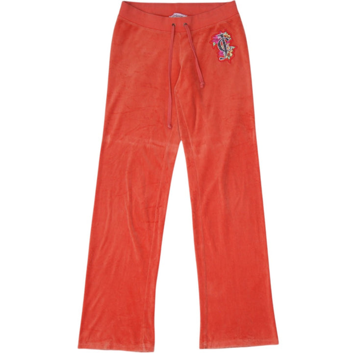Y2K Ladies Juicy Couture Pants Orange Velour Embroidered Logo Small
